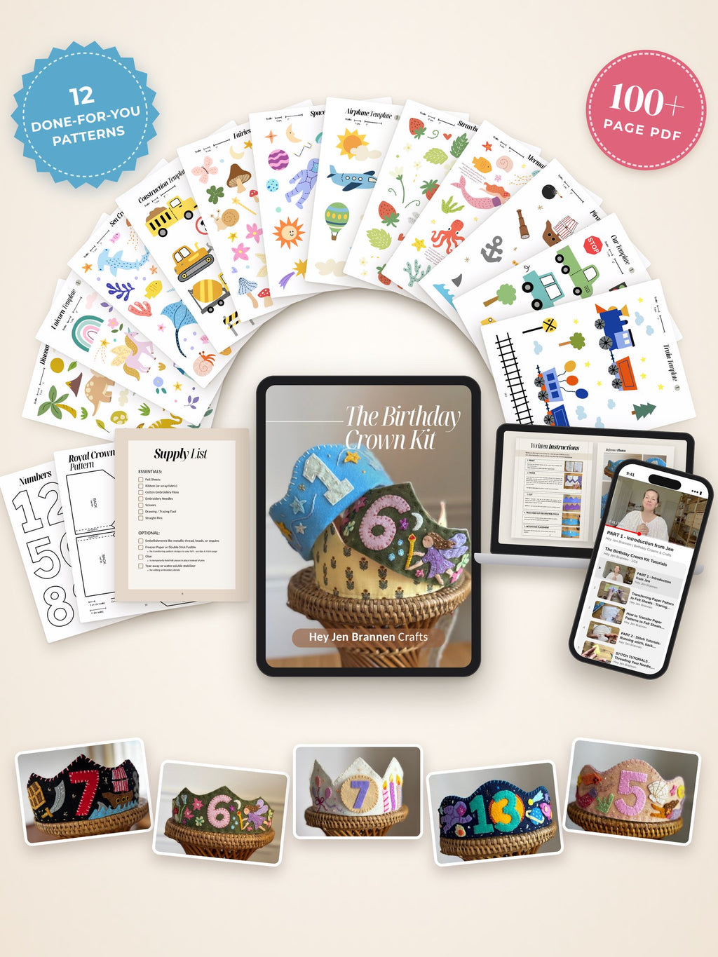 Birthday Crown Kit + 12 Theme Template Bundle