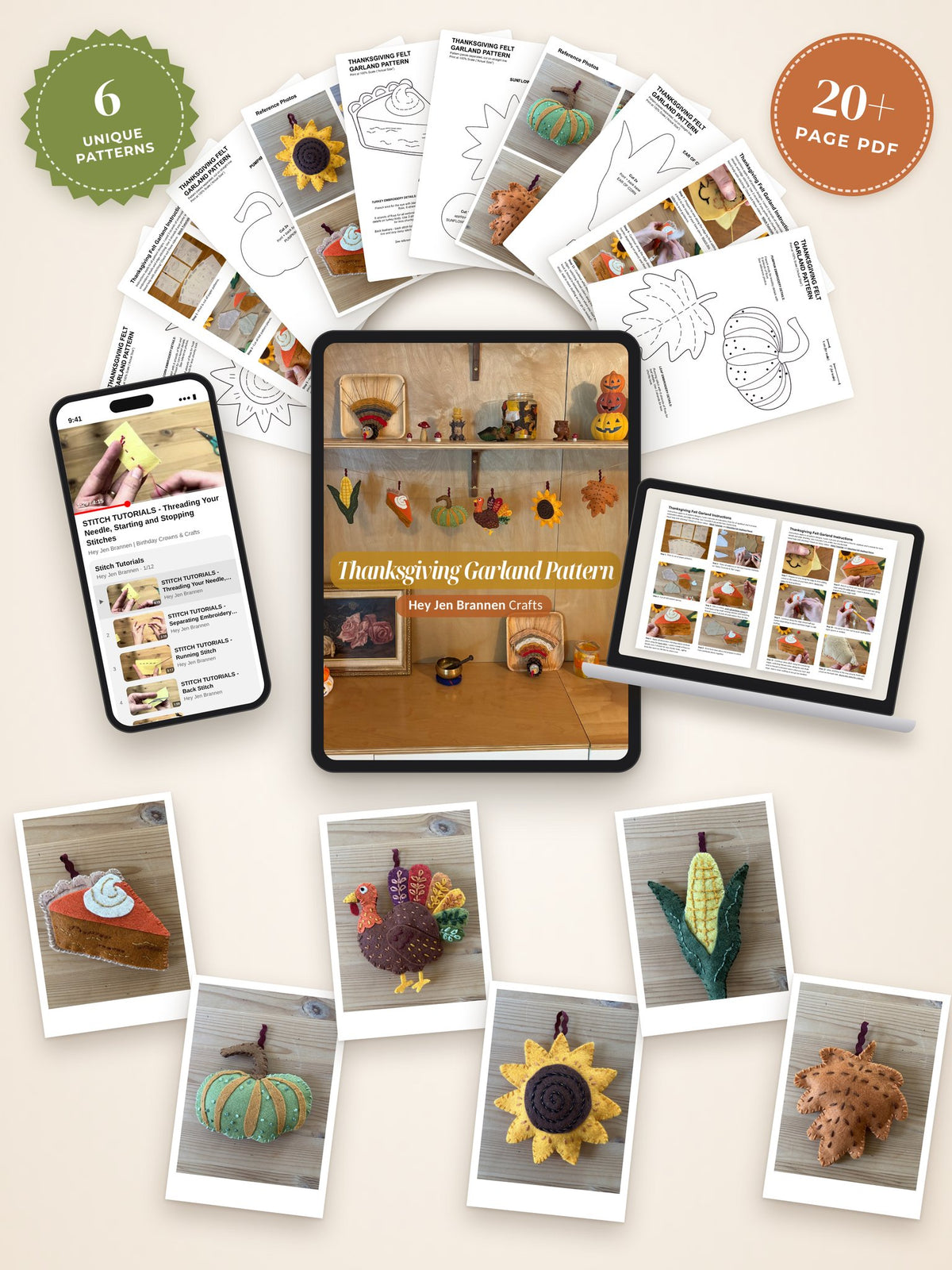 Thanksgiving Felt Garland Pattern